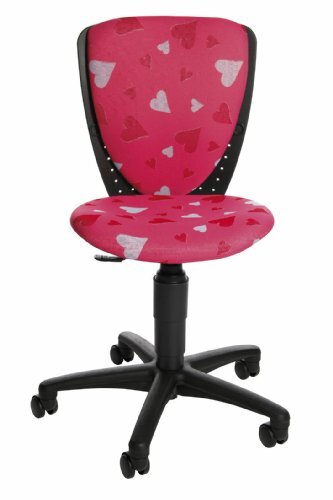 Topstar S'cool 3, kinderdraaistoel, bureaustoel voor kinderen, bekleding roze, motief hartjes