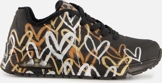 Skechers Uno-Metallic Love - Dames Sneakers - Zwart - Maat 37
