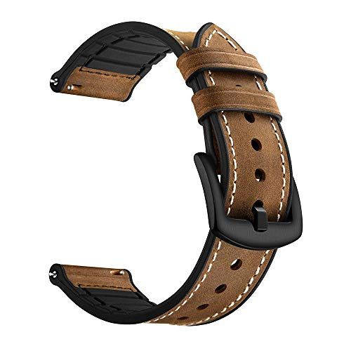 YOOSIDE voor Galaxy Watch 46 mm leren armband, 22 mm echt leer + silicone vervangingsarmband horlogeband voor Samsung Galaxy Watch 46 mm / Samsung Gear S3/Huawei Watch GT Smartwatch