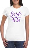 Bellatio Decorations Shoppartners Bv Wit Bride To Be t-shirt met paarse glitters dames - Vrijgezellen/bachelor feest M