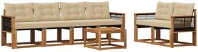 vidaXL Acacia Hout Bank Loungeset 6 Zitplaatsen Natuurlijk en Beige