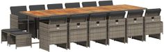 vidaXL 17-delige tuinset met kussens, grijs, polyrotan