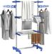 HOMCOM Sèche-linge - Acier inoxydable - 142x55x152cm - Bleu