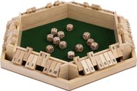 Longfield Shut the Box - 6 Spelers - Rubberhout - Groen Vilt - Inclusief 12 Houten Dobbelstenen - Kroegenspel