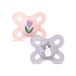 MAM Tétine, pour nouveau-nés, 0-2 mois, avec tétine symétrique plate et flexible, en silicone, facile à accepter, avec boîte auto-stérilisante, mat rose, 2 pièces, jour
