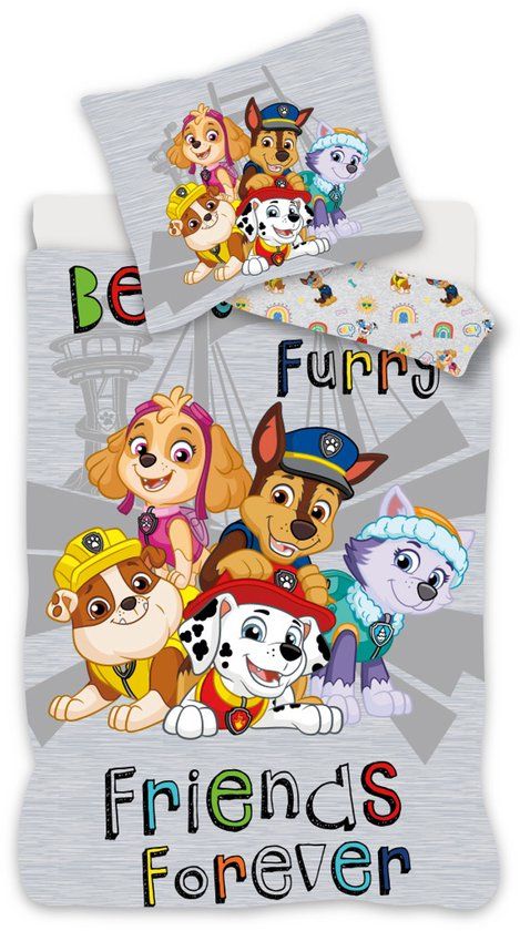 4KidsOnly Paw Patrol Dekbedovertrek Grijs - 100 x 135 cm