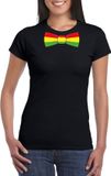 Bellatio Decorations Shoppartners Bv Zwart t-shirt met Limburgse kleuren strik dames - Carnaval shirts L