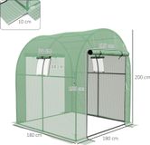 Bâche de jardin - Modèle T1005-01-08206 - Cadre en acier - Film PE résistant aux UV - 1,8 x 1,8 x 2 mètre - Portes et fenêtres avec volets roulants - Vert