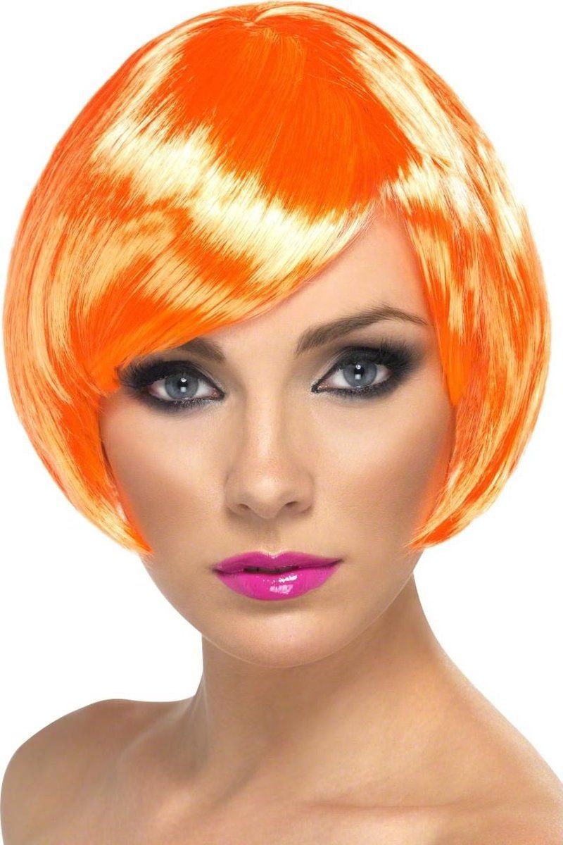 Generik Korte oranje glamourpruik voor dames