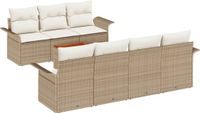 vidaXL Tuinbank Set met kussen 8 pcs Beige poly rattan