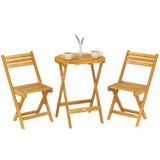 Outsunny Bistroset voor buiten - Acaciahout - 60 x 60 x 75 cm - Natuurlijke houtafwerking