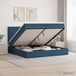 Prolenta Maison Exclusive Lit Ottoman exclusif avec matelas et tête de lit, couleur bleue, dimensions 200 x 200 cm, revêtement en tissu