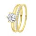 Lucardi Dames Goldplated dubbele ring met zirkonia - Ring - Cadeau - Echt Zilver - Goudkleurig