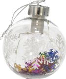 Gerimport Verlichte kerstbal - met sneeuwvlok confetti - 8 cm - kunststof - 5 LED lampjes