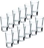 KADAX Borrelglazen, vaatwasmachinebestendige 25 ml borrelglazen, klassieke borrelbekers van transparant, loodvrij glas, stamper voor wodka, likeuren en tequila (12 stuks)