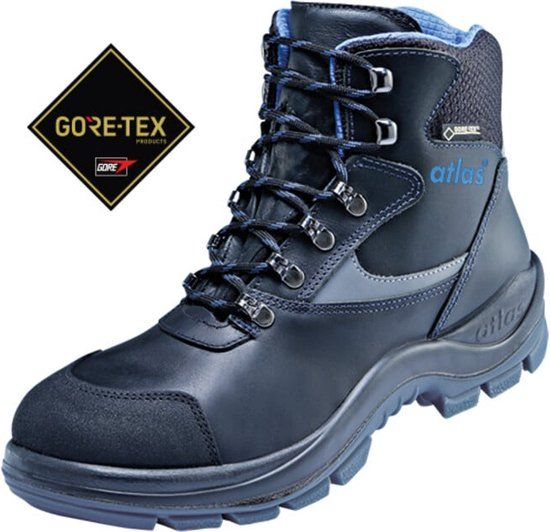 Atlas - GORE-TEX 535 XP Veiligheidsschoen S3 - Aluminium Neus & Waterproof Leder - Zwart/Blauw - Maat 44
