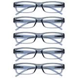Leesbril OPULIZE The Reading Glasses Company ACE Leesbril, 5 stuks, smal montuur, veerscharnieren, grijs, uniseks model, mannen en vrouwen, RRRRR32-6 - +3.00