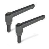 Ganter Normelemente Verstelbare klemhendel met schroefdraadschroef - GN 300-45-M6-12-SW