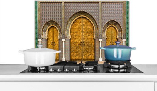 KitchenYeah Spatscherm keuken 60x40 cm - Architectuur - Goud - Aluminium