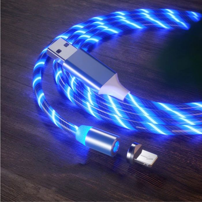 Stuff Certified® USB 2.0 - iPhone Lightning Magnetische Oplaadkabel 1 Meter Gevlochten Nylon - Blauw
