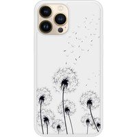 Apple Siliconen hoesje compatibel met iPhone 13 Pro Max Paardebloemen Zwart