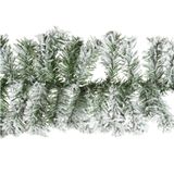 Everlands Dennenslinger/dennen guirlande - groen - besneeuwd - 270 x 9,5 cm - PVC - 160 tips
