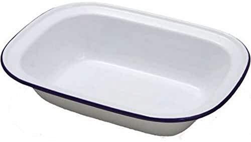 Ibili Braadpan blanca, rechthoekig, staal, wit/blauw, 15 x 10 x 5 cm