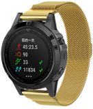 By Qubix Qubix Milanese Bandje - Goud - 26mm Quickfit - Geschikt voor Garmin Fenix 8 / 8 Pro - 51mm