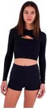 Hurley Max Solid Rib Cropped Cross Yoke Dames Rash Guard Met Lange Mouwen Zwart L Vrouw