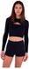Hurley Max Solid Rib Cropped Cross Yoke Dames Rash Guard Met Lange Mouwen Zwart L Vrouw