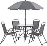 en.casa Tuinset 6-delig Milagro met parasol zwart en donkergrijs