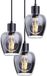 HOFTRONIC Design Hanglamp Zora - Smoke Glas - 3-Lichts - E27 - Zwart