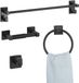 VEVOR Badkamer Hardware Accessoireset Van Sus201 Roestvrij Staal (4-Delig) Inclusief Handdoekhouder & Handdoekhouder (Ronde Ring) & Haak & Toiletrolhouder, voor Badkamer, Wandmontage, Zwart