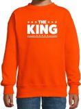 Bellatio Decorations The King tekst sweater oranje kids - kids trui The King - oranje kleding 142/152 (11-12 jaar)