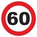 Sticker Snelheidsbegrenzing, rode cirkel, tractor, zwaargewicht, snelheidsbegrenzing, vrachtwagen, 60 km/u, zelfklevend, 20 cm diameter