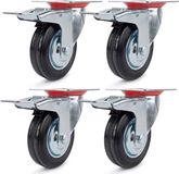 Zwenkwielen / Trolley Wielen voor Meubels - Rubberen Zware Wielen - Heavy Duty Castors /Transportwielen - 100kg