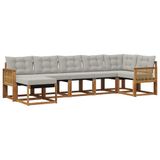 vidaXL - Buiten - bank - set - 7 - st - Naturel - en - lichtgrijs