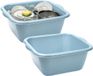 Plasticforte bac/évier - 2x - carré - plastique - 15 litres - Bleu clair