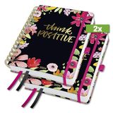 SIGEL J4600 Jolie Spiraal dagboek 2024, Flower Love, 16,8 x 21,5 cm, hardcover, 240 pagina's, zwart, roze, 2 stuks