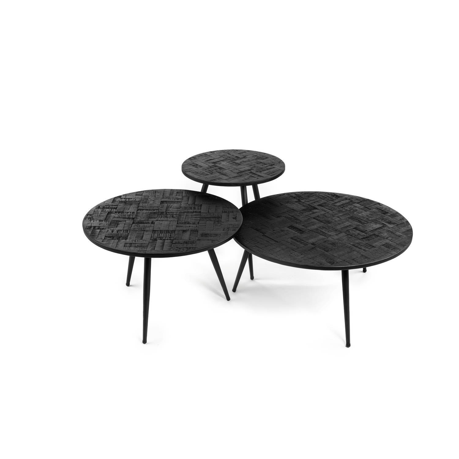 giga meubel gm salontafel rond zwart ø70cm set van 3 tafel kopen