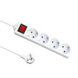 Meervoudige stekkerdoos met 4 stopcontacten en schakelaar, 1,5 m lange kabel en 3 x 1,5 mm koper, maximaal vermogen 3500 W, ideaal voor de veilige en efficiënte aansluiting van meerdere apparaten.