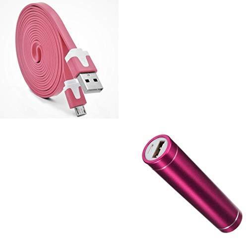 Shot Case Pak accu voor Nokia 1 Plus Smartphone Micro USB-kabel (3 m externe accu) Android 2600 mAh (roze)