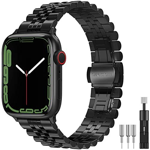 Diruite Apple Watch 6/5/4/SE 44mm Band + Tempered Glass Case - Stainless Steel
