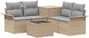 vidaXL Bankstel 6-delig 4 zitplaatsen Beige et Gris clair
