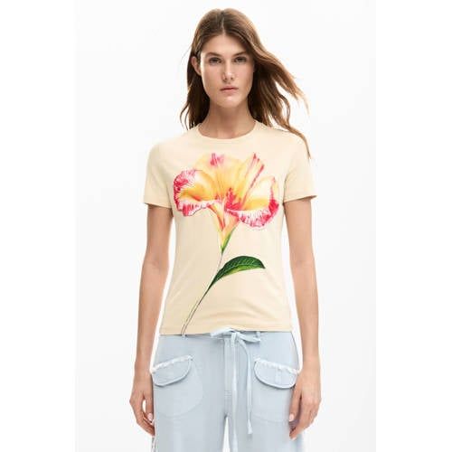 Desigual gebloemde T-shirt ecru