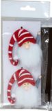 Merkloos / Sans marque IKO Kersthangers - Gnomes/Kabouters - 2x - Gestreepte Muts - Vilt - 7 cm