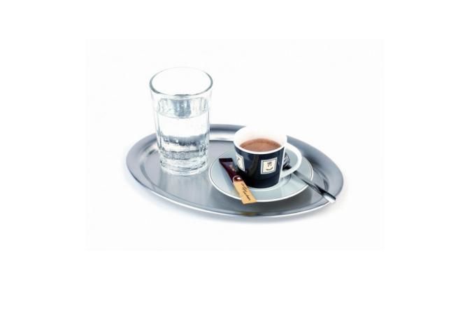 APS-Germany Oval Self-Balancing Serving Tray - Stainless Steel - Silver - 29x22cm - Dishwasher Safe