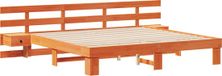 vidaXL Bedframe met hoofdeinde, bruin, 200 x 200 cm, massief grenenhout