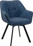 CLP Jordi Eetkamerstoel - Met armleuning - Metaal frame - Ribstof/blauw