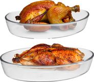 Merkloos Ovenschaal van borosilicaat glas - set van 2 - ovaal - 4 en 3.2 Liter - serveerschaal